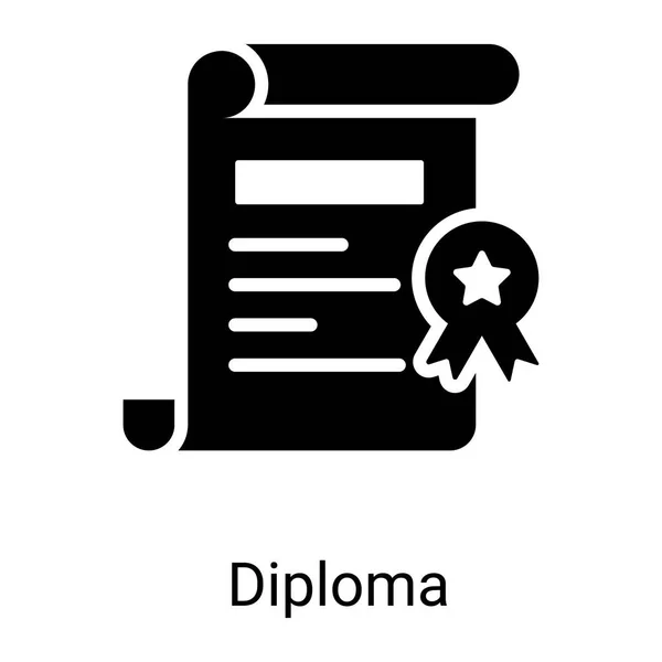 Diploma Glyph Icon Isolated White Background — Vector de stock