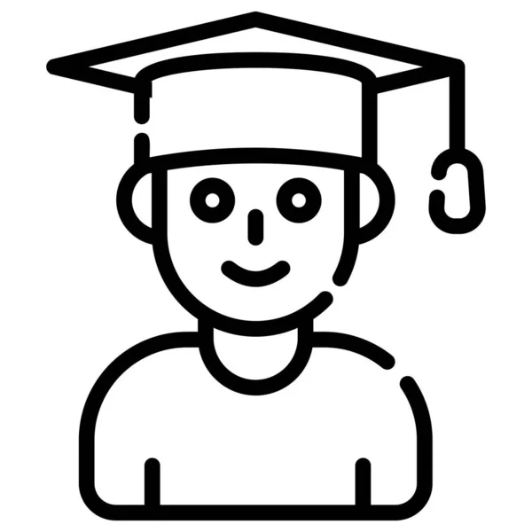 Student Line Icon Isolated White Background — 스톡 벡터