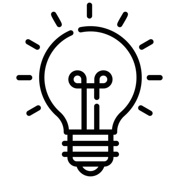 Idea Bulb Line Icon Isolated White Background — Vettoriale Stock