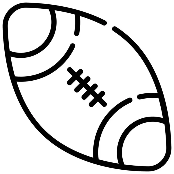 Rugby Ball Line Icon Isolated White Background — Image vectorielle