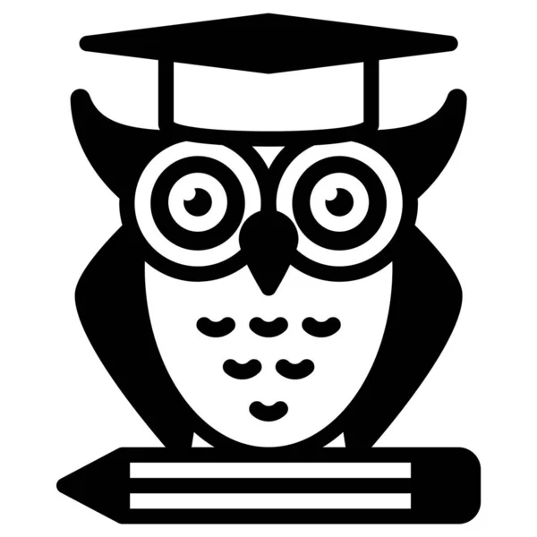 Wisdom Owl Icon Isolated White Background — Image vectorielle