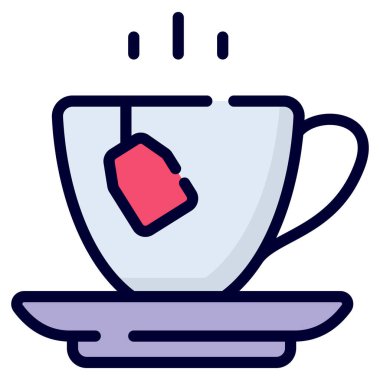  tea cup vector icon. colored outline style for Web and Mobile.
