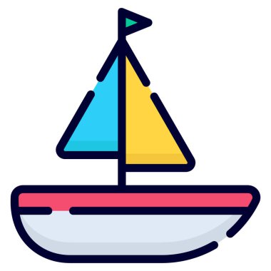 boat vector icon. colored outline style for Web and Mobile.