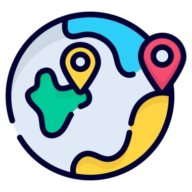 world globe vector icon. colored outline style for Web and Mobile.