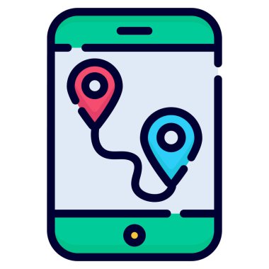 navigation vector icon. colored outline style for Web and Mobile.