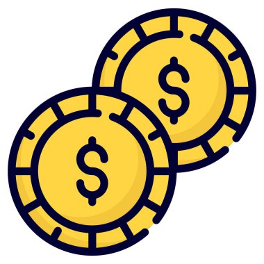 dollar coin vector icon. colored outline style for Web and Mobile.