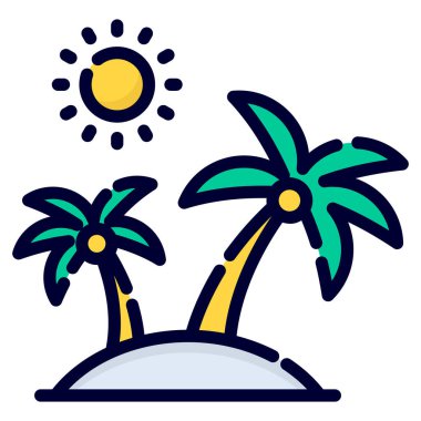 beach vector icon. colored outline style for Web and Mobile.