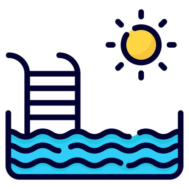 swimming pool vector icon. colored outline style for Web and Mobile.