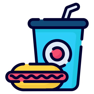junk food vector icon. colored outline style for Web and Mobile.