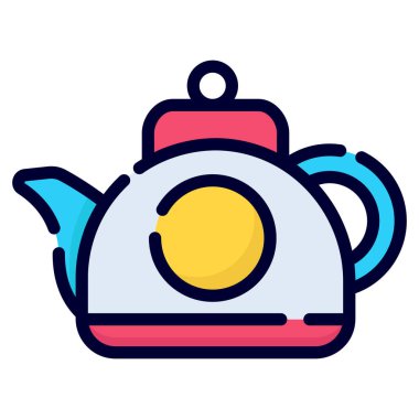 tea pot vector icon. colored outline style for Web and Mobile.