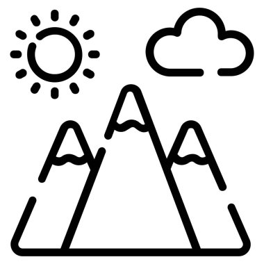 mountain view vector icon thin line style for Web and Mobile.
