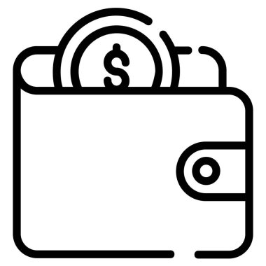 wallet vector icon thin line style for Web and Mobile.