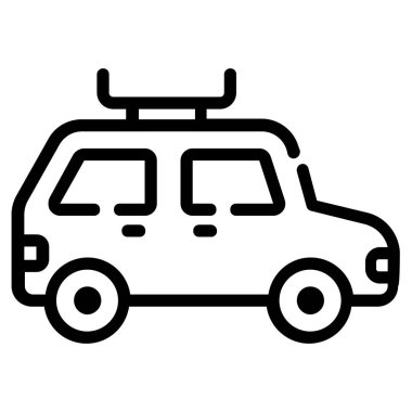 camping car vector icon thin line style for Web and Mobile.