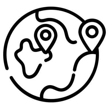 world globe vector icon thin line style for Web and Mobile.