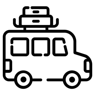 camping van vector icon thin line style for Web and Mobile.