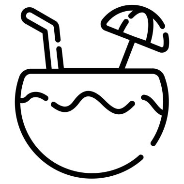 coconut water vector icon thin line style for Web and Mobile.