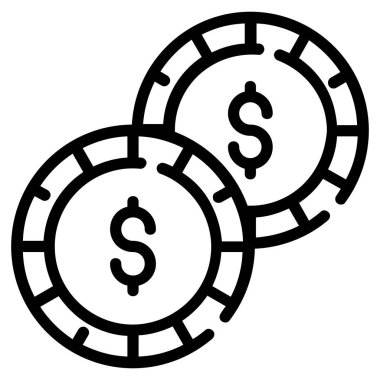 dollar coin vector icon thin line style for Web and Mobile.