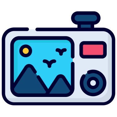 digital camera color line icon isolated on white background