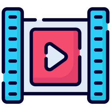 video, movie color line icon isolated on white background 