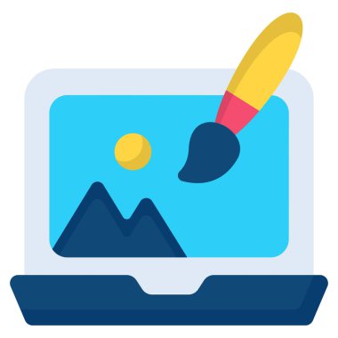 digital art flat icon , photography and digital art flat vector design