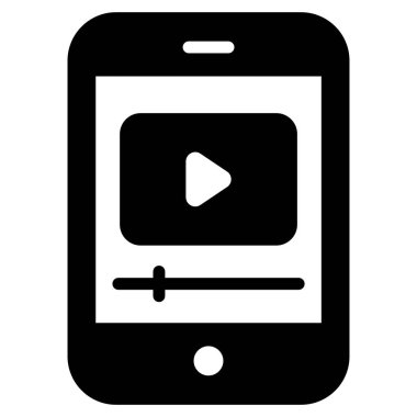 multimedia, video player glyph icon isolated on white background