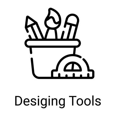 stationery holder line icon isolated on white background