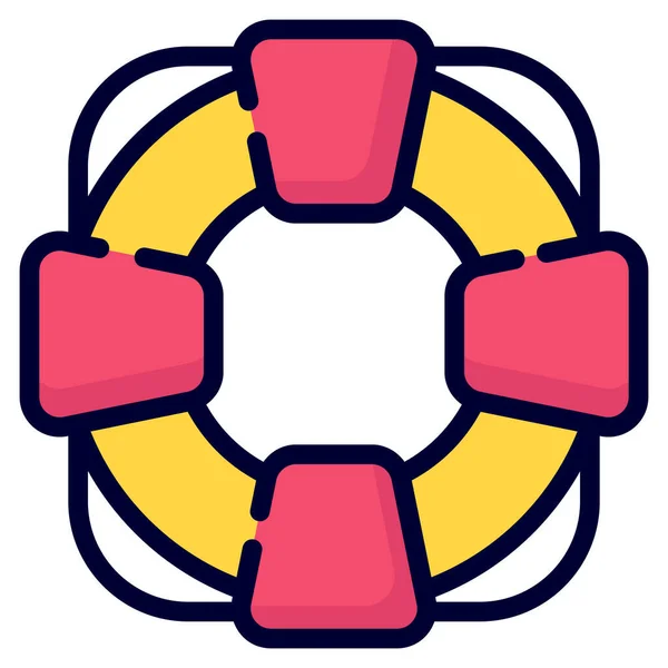 Lifebuoy Vector Icon Colored Outline Style Web Mobile — Stockvektor