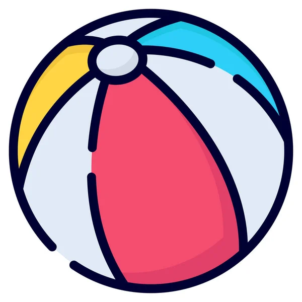 Икона Пляжного Вектора Цветной Стиль Контуров Web Mobile — стоковый вектор