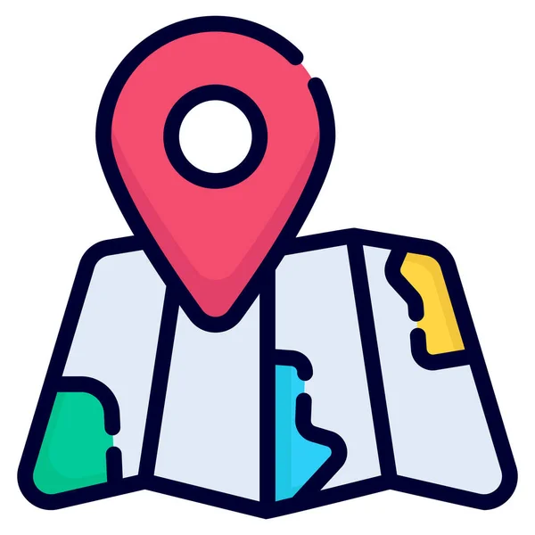 Location Map Vector Icon Colored Outline Style Web Mobile —  Vetores de Stock