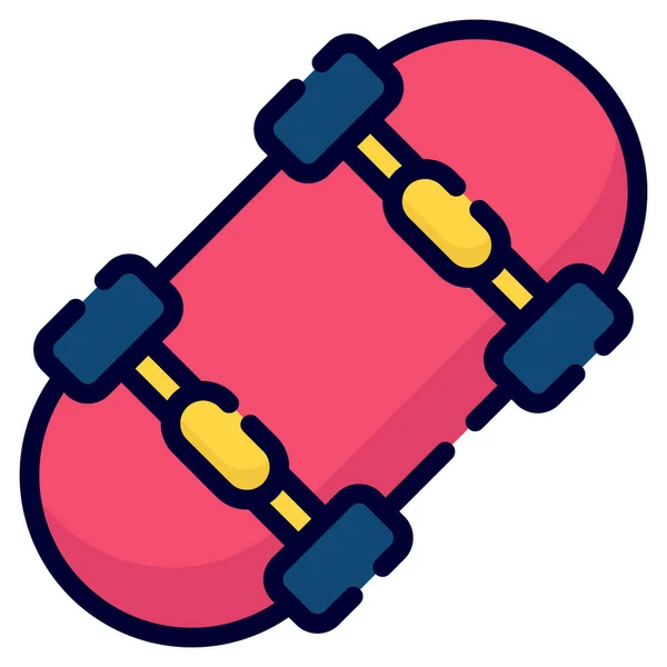 Skater Board Vector Icon Colored Outline Style Web Mobile — Stok Vektör