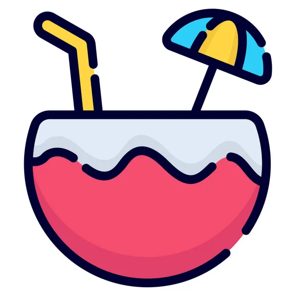 Coconuts Water Vector Icon Colored Outline Style Web Mobile — Stockvector