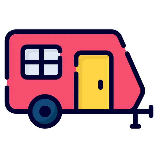 Caravan Vector Icon Colored Outline Style Web Mobile — ストックベクタ