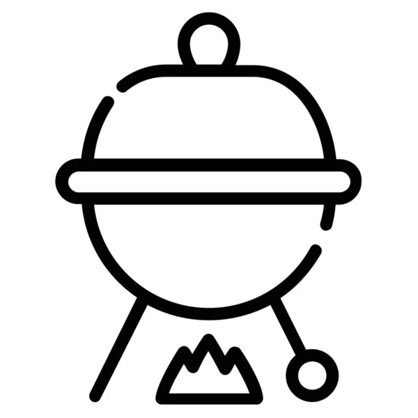Grill Vector Icon Thin Line Style Web Mobile — Stockvektor