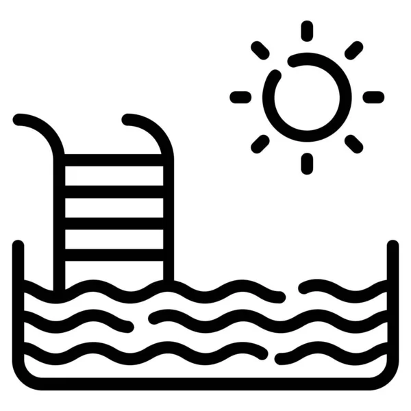 Swimming Pool Vector Icon Thin Line Style Web Mobile — Archivo Imágenes Vectoriales