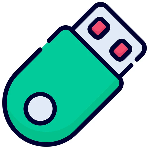 Usb Flash Drive Color Line Icon Isolated White Background — 图库矢量图片