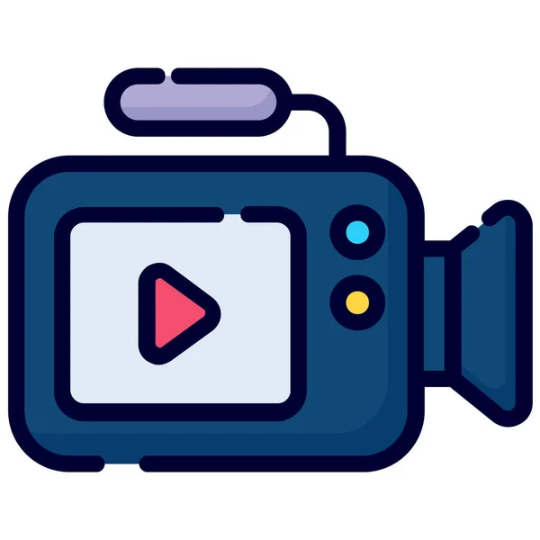 Movie Camera Color Line Icon Isolated White Background — Wektor stockowy