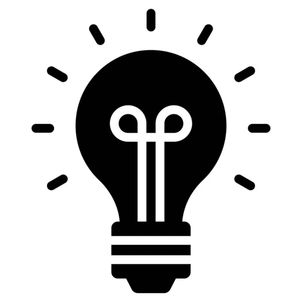 Idea Bulb Glyph Icon Isolated White Background — ストックベクタ