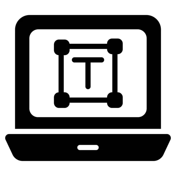 Type Text Glyph Icon Laptop Isolated White Background — Vetor de Stock