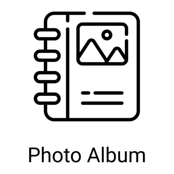 Photo Album Line Icon Isolated White Background — Vetor de Stock