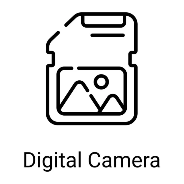 Card Memory Card Line Icon Isolated White Background — Vetor de Stock