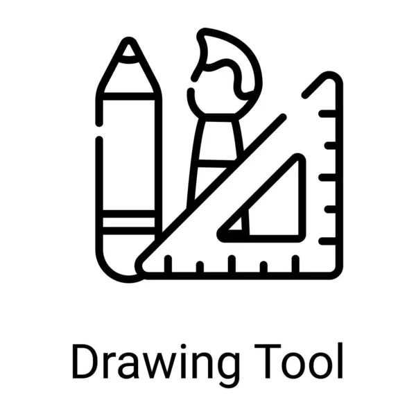 Drawing Tools Line Icon Isolated White Background — Archivo Imágenes Vectoriales