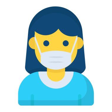 women, face mask flat colored icon 