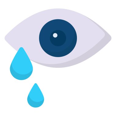 eye tears, drops flat colored icon