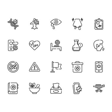 medical and coronavirus outline icon set