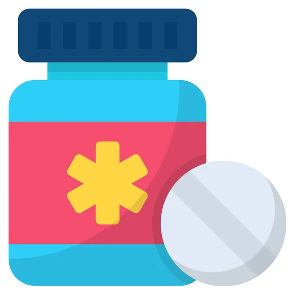 Medicine Pills Bottle Flat Colored Icon — Stockvector