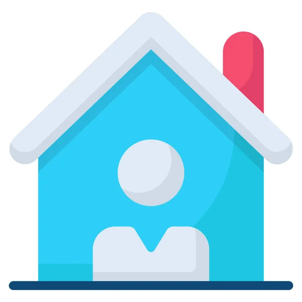 House Staying Home Flat Colored Icon — Vetor de Stock