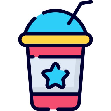 juice cup, juice color line icon, vector design usa independence day icon.