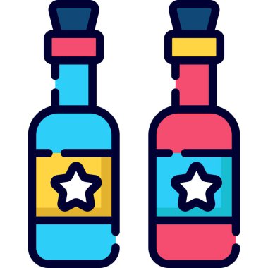 wine bottle, beer color line icon, vector design usa independence day icon.