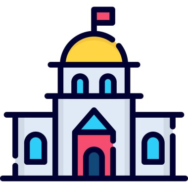 white house, building color line icon, vector design usa independence day icon.