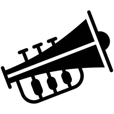 trumpet, horn glyph icon, vector design usa independence day icon.
